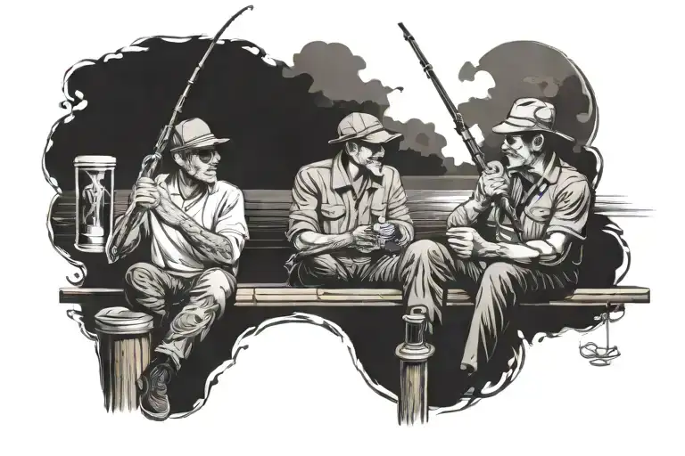 2 Men On A Dock With Fishing Rods Drinking Corona