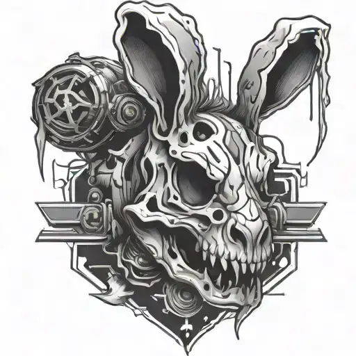 Killer Rabbit Skull No Rose Grafitti Like Robot Head