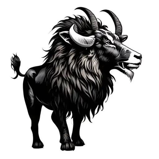 Lion Bull Protecting Goat