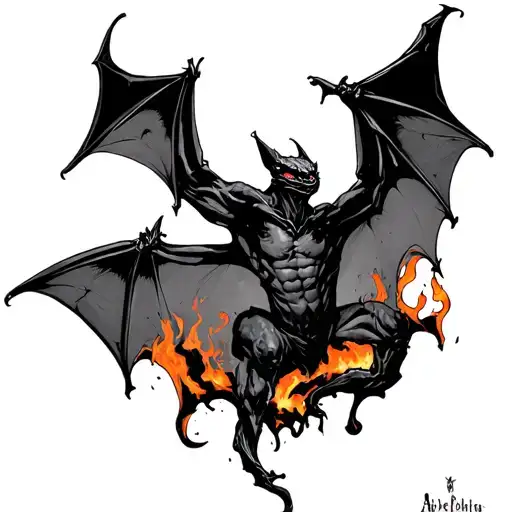 Bat Escaping From Hell With Slightly Burned Wings