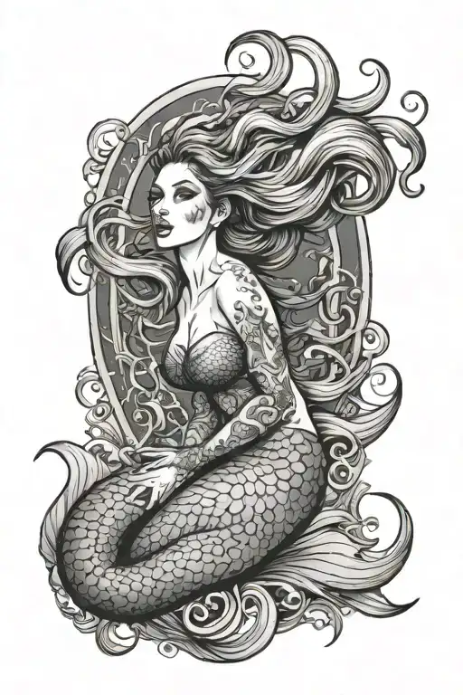 Evil Beautiful Mermaid Swimming
