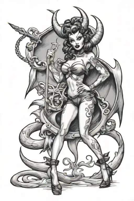 Pin Up Demon Girl Standing