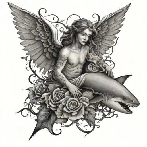 Angel With Shark With Vines