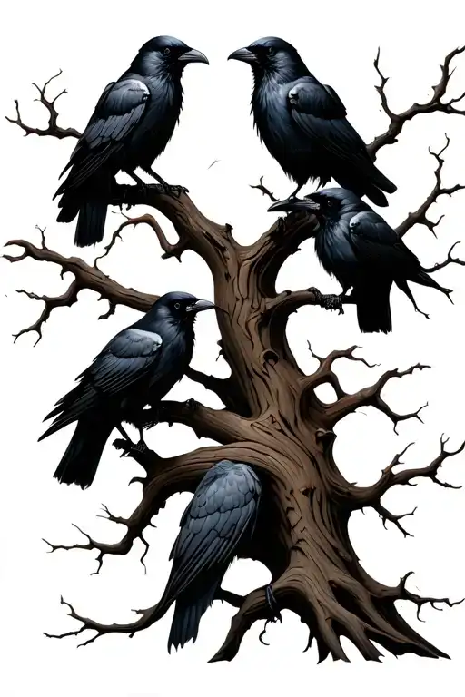 Dead Tree With Six Crows Dark