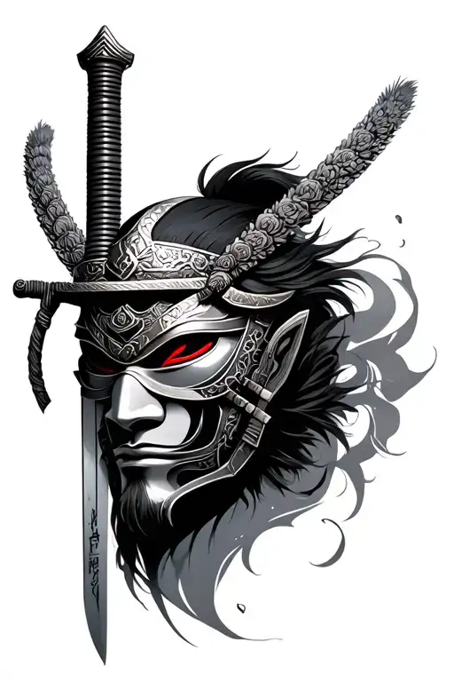 Samurai Mask Eith Sword