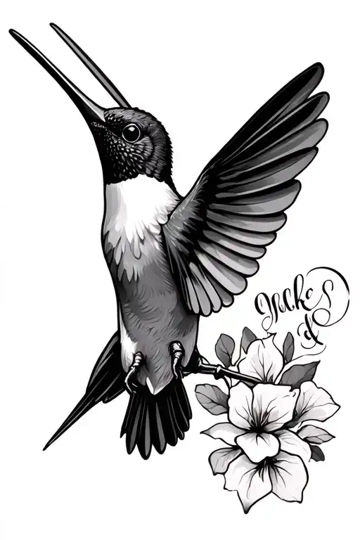 Humming Bird Flying With A Name Written