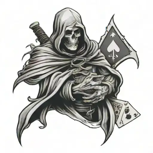 Reaper Holding Poker Cards
