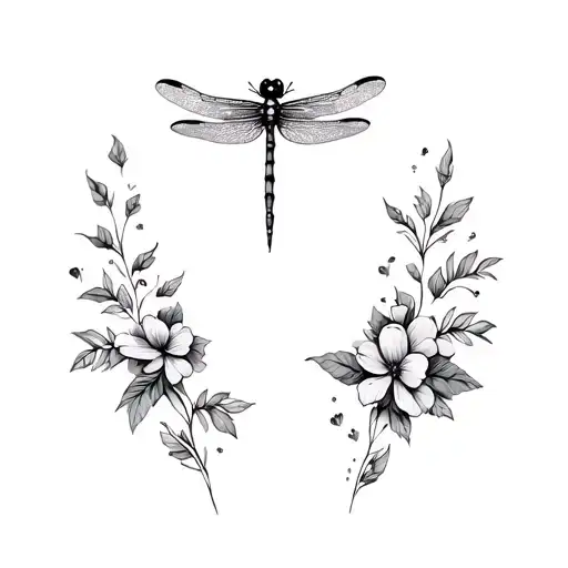 Dragonfly Surrounded By Flowers