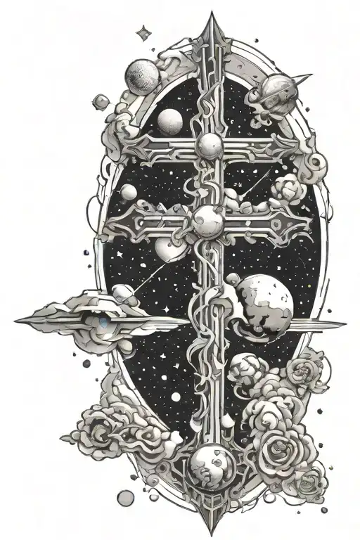 Cross With Outer Space Inside Of It
