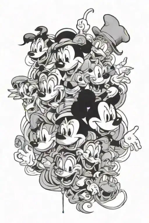 Distorted Creepy Disney Characters Surrounded