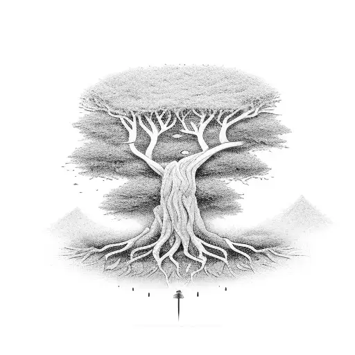 Tree Of Life With Dainty Line Work