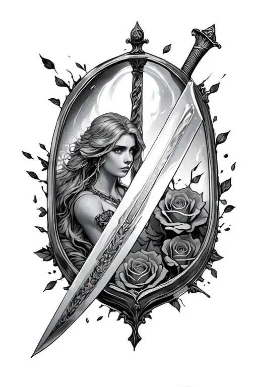 Eowyn Sword Shattering Glass Case With Beauty & Beast Rose Inside