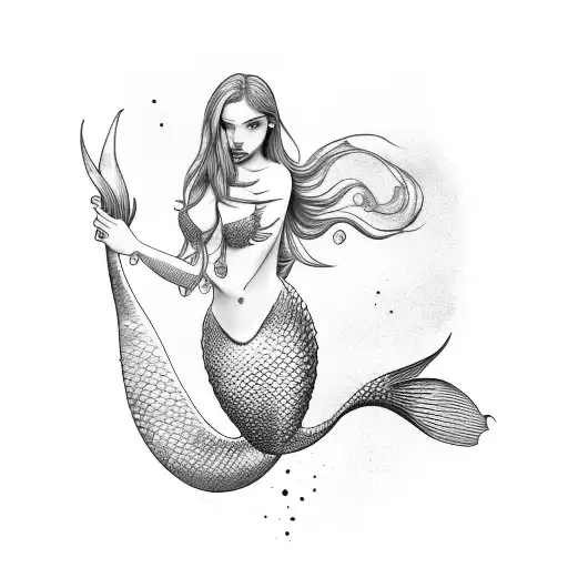 Female Mermaid Lookining Into Distance