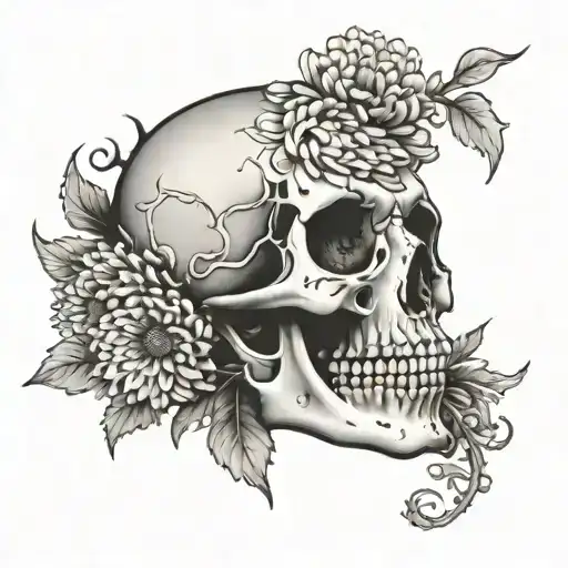 Pretty Chrysanthemum Skull
