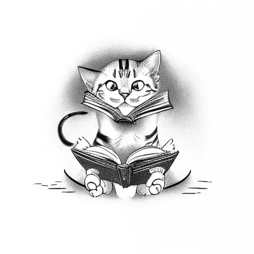 A Cat Wearing Mickey Mouse Ears Reading A Book Under A Tree