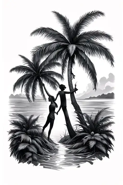 Father Daughter Palm Trees