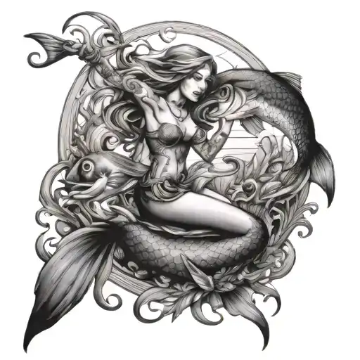 Mermaid And Fishing And Hunting