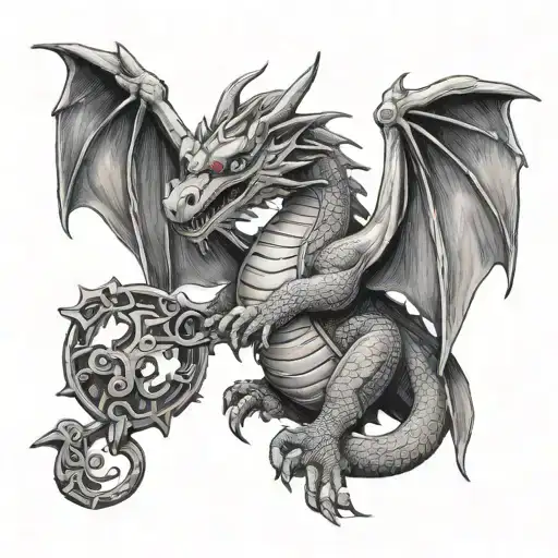 Dragon Holding A Key