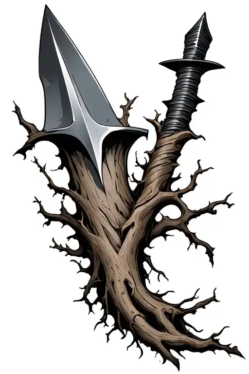 Dagger Made Of Tree Roots