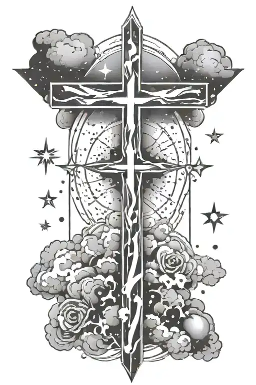 Cross With Stars And Outer Space Inside Of It