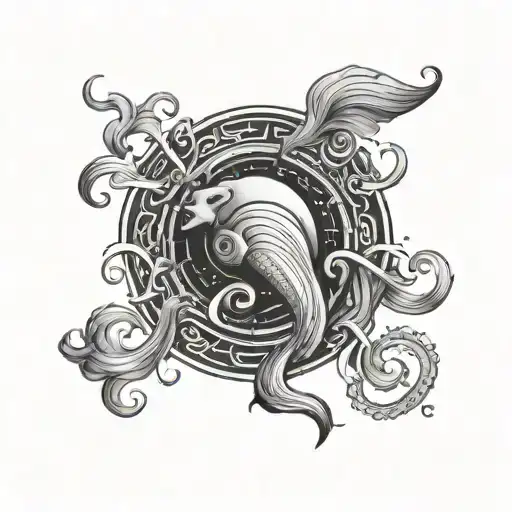 Aquarius Zodiac Symbol Combined