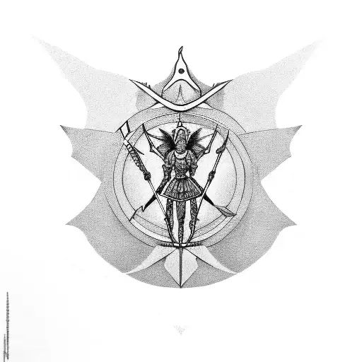 Manager In A Power Pose With A Sagittarius Symbol Incorporated Into The Design