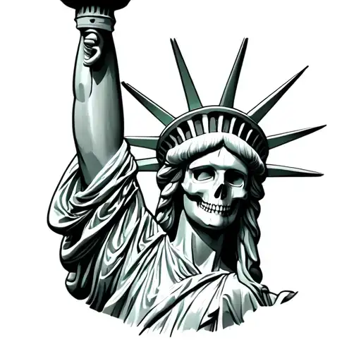 Statue Of Liberty With A Skull Face