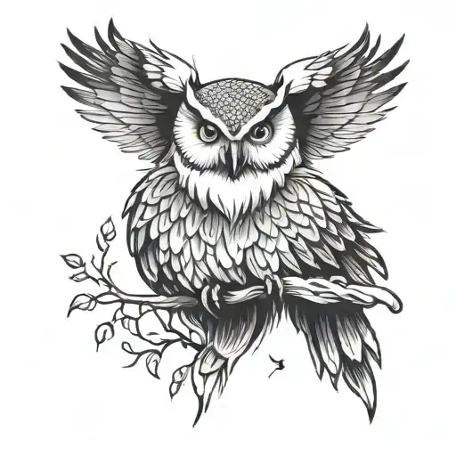 Whit Owl And Back Crow Minimal Symbolizing