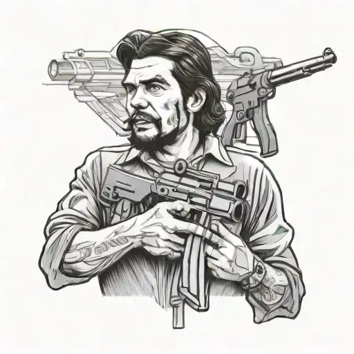 Che Guevara With Gun Surrounded
