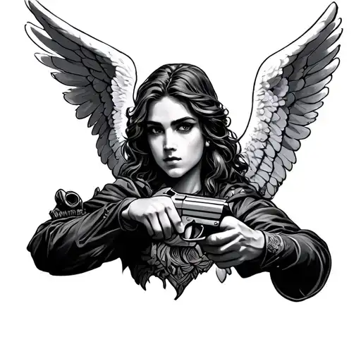 Angel With A Handgun Pointed