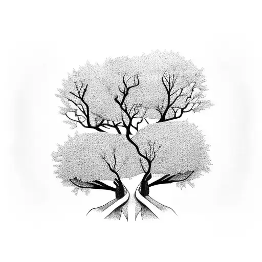 Holding Hands Intertwined With Branches Of A Tree