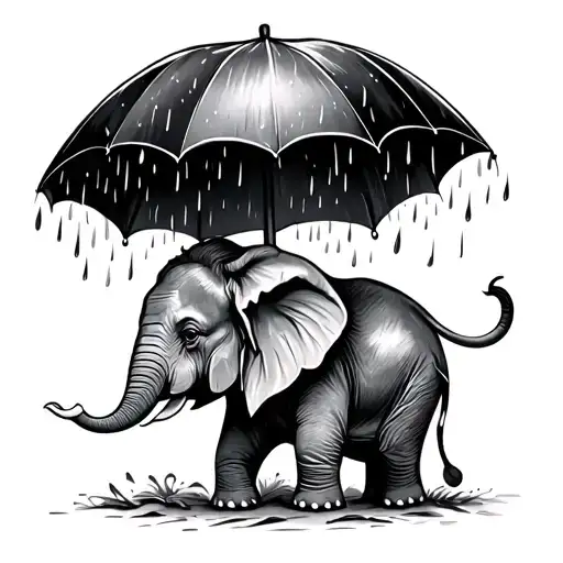 Dancing Elephant Umbrella Getting Rained