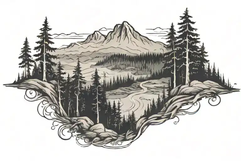 Tattoo Landscape Forest Road
