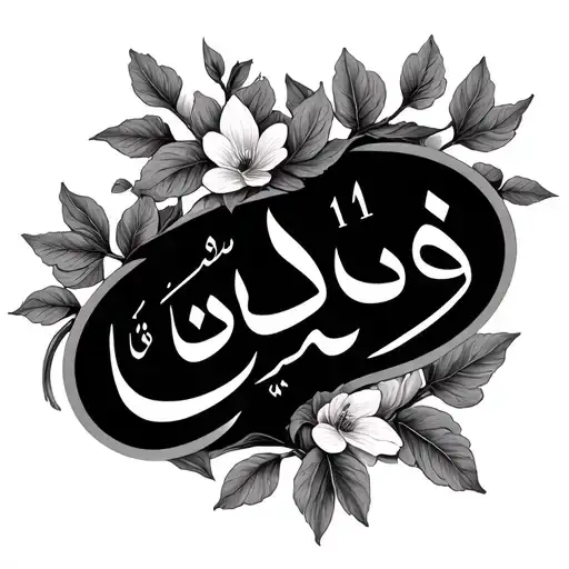 Branches With Petals Covering The Inscription On The Arabic Sura 114