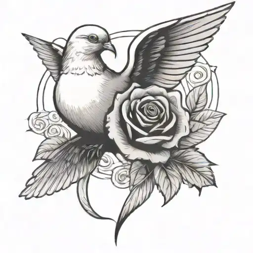 Rose And Dove Looking