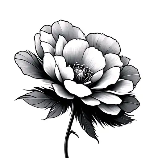 Feather Turning Into Carnation Flower Intertwined