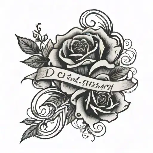 Handscript Cursive In Loving Memory Of Deondrah Rip Cross And Rose Tatto