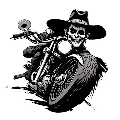 Wicked Cowboy With Hat Motorcycle Riding
