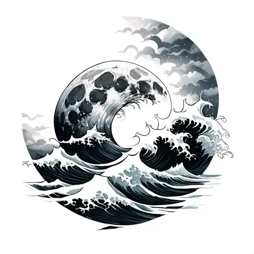 Moon Waves Crashing In The Background