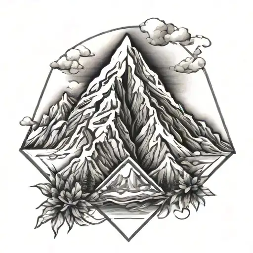 Mountain In Triangle Outline Intertwined