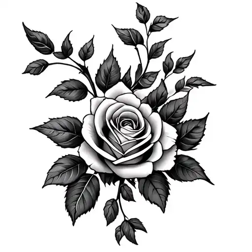 Horizontal 5 Rose Vine