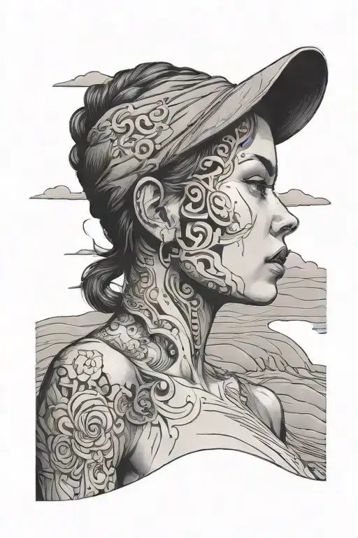 Woman Head Empty And Inside The Head Showing Woman Walking In Sand Holding Water In Her Hands