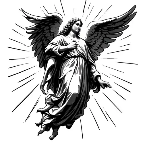 Guardian Angel And Beam Light Rays Coming