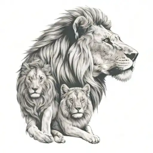 Lion With Dog And Cat