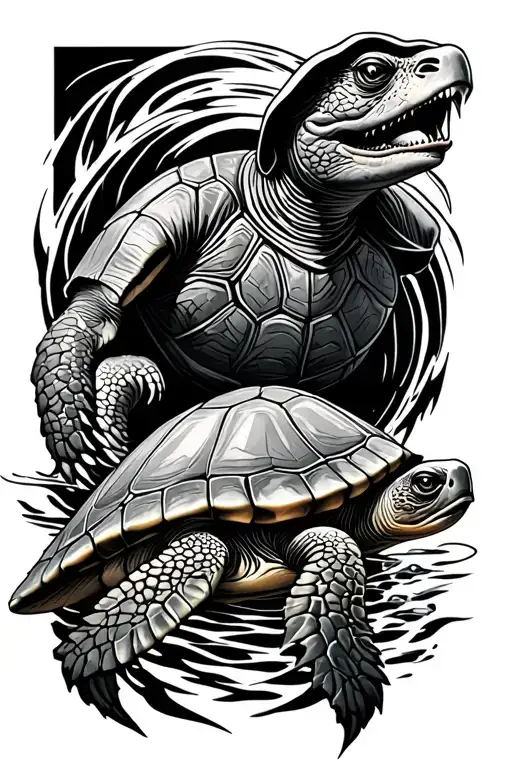 Discworld Sleave With Turtle Swimming