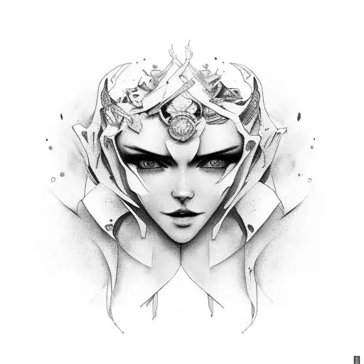 Irish Female And Male Foklore Characters Joining To Become One Person