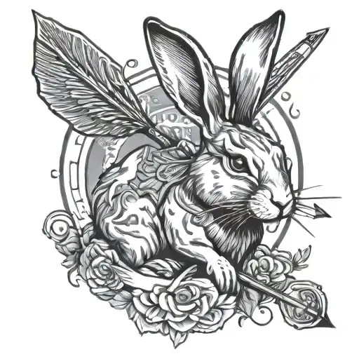 A Rabbit With An Arrow Shot Through The Chest