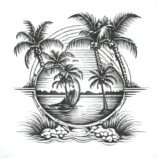 Beach Sun Palm Trees Looking Through Lens