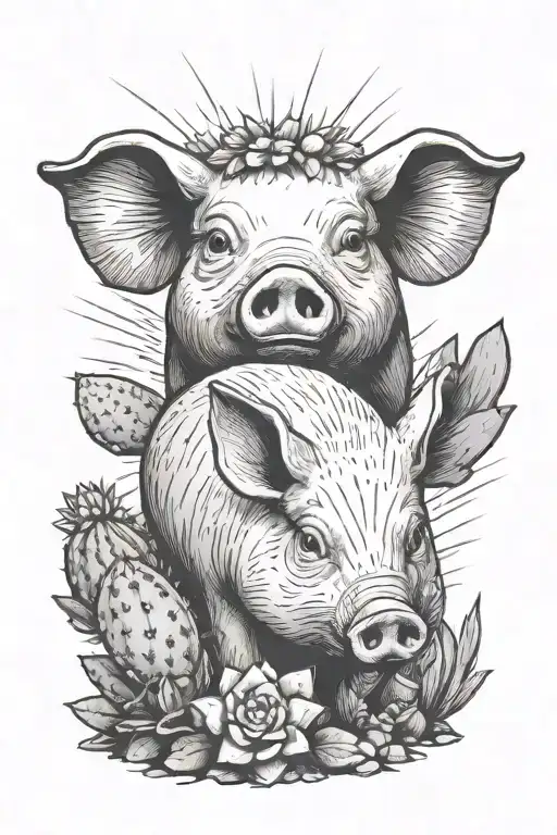 Pig And Cactus