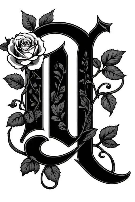 The Name Dee With Rose At The End Of The Letter Name And The Vines Wrapped Around The Name